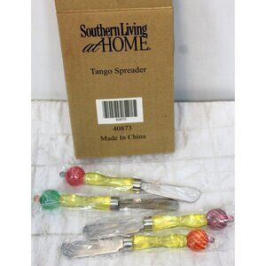 Southern Living 4 Pc Tango Spreader Knives Clear Handles Stainless Summer 40873